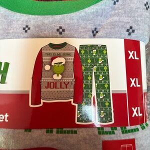 Men’s XL Jolly Grinch Pajama Set - Gray and Green new